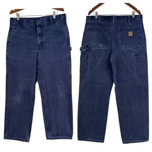 Carhartt duck canvas dungaree fit utility pants cargo midnight blue men’s 35x32